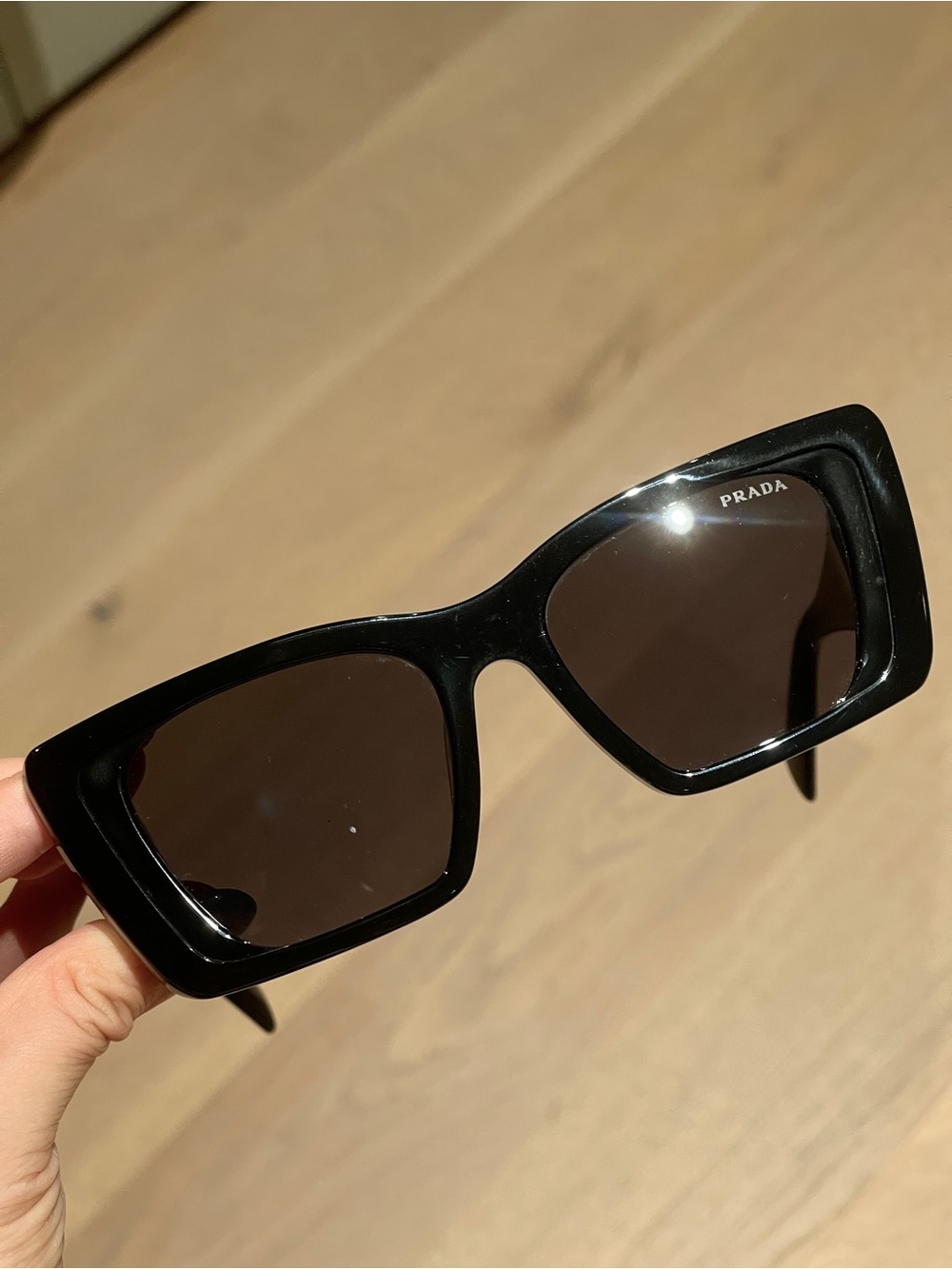 Prada Glossy Black Geometric Sunglasses new in original box